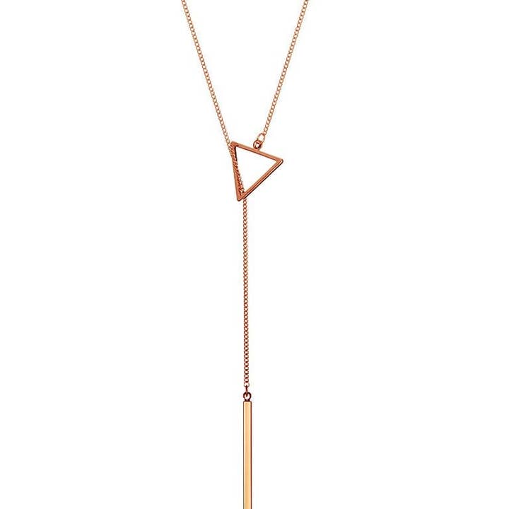 Collar chapado en oro rosa con triángulo y varilla para venta al por mayor de Juulry