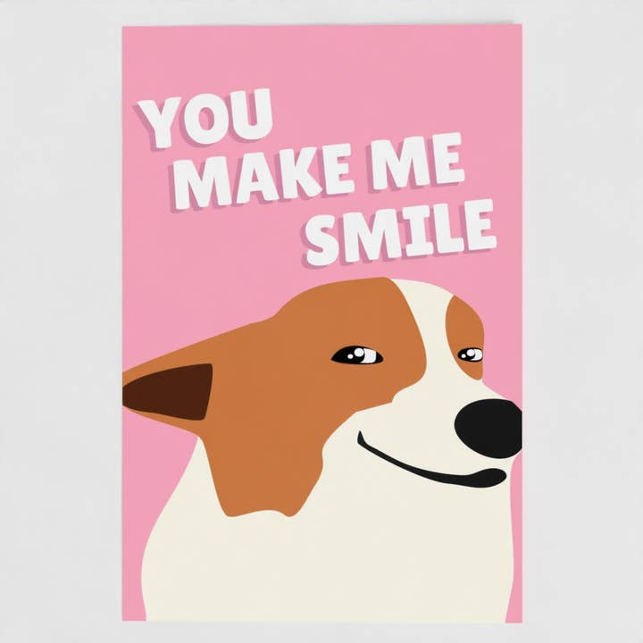 Du får mig til at smile Corgi Hund Sødt Jubilæumskort med Kærlighed for engroshandel hos The New Aesthetic