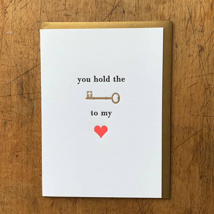 Carte clé de mon cœur pour la vente par Letterpress PDX
