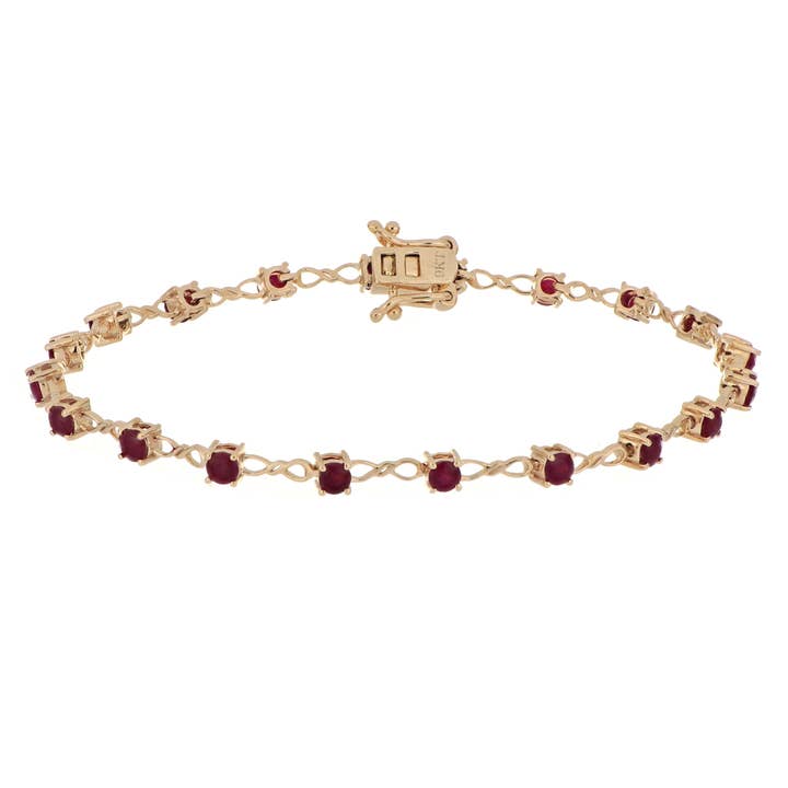 Burmese Ruby 3.00ctw 19cm Bracelet With GB Lock In 9KT Yellow Gold for wholesale by Jaipur Jewelry
