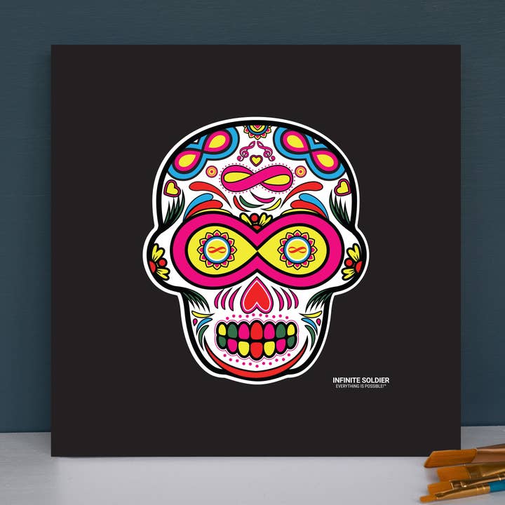 Sugar Skull To Infinity Mounted Canvas Print - Black for wholesale by Infinite Soldier