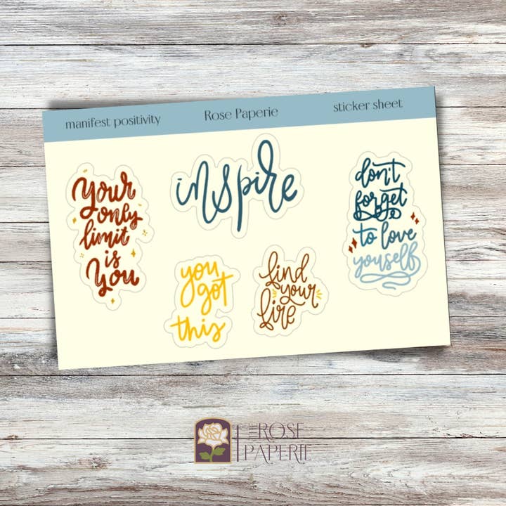 Stickerset Manifest Positivity voor wholesale door Rose Paperie