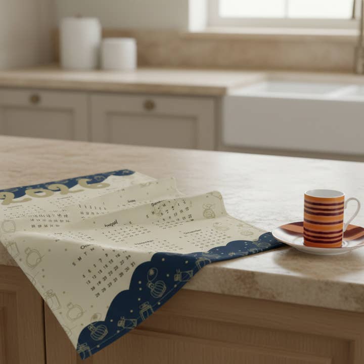2026 Perfumed Days Cotton Tea Towel Calender for wholesale by Design by Lola