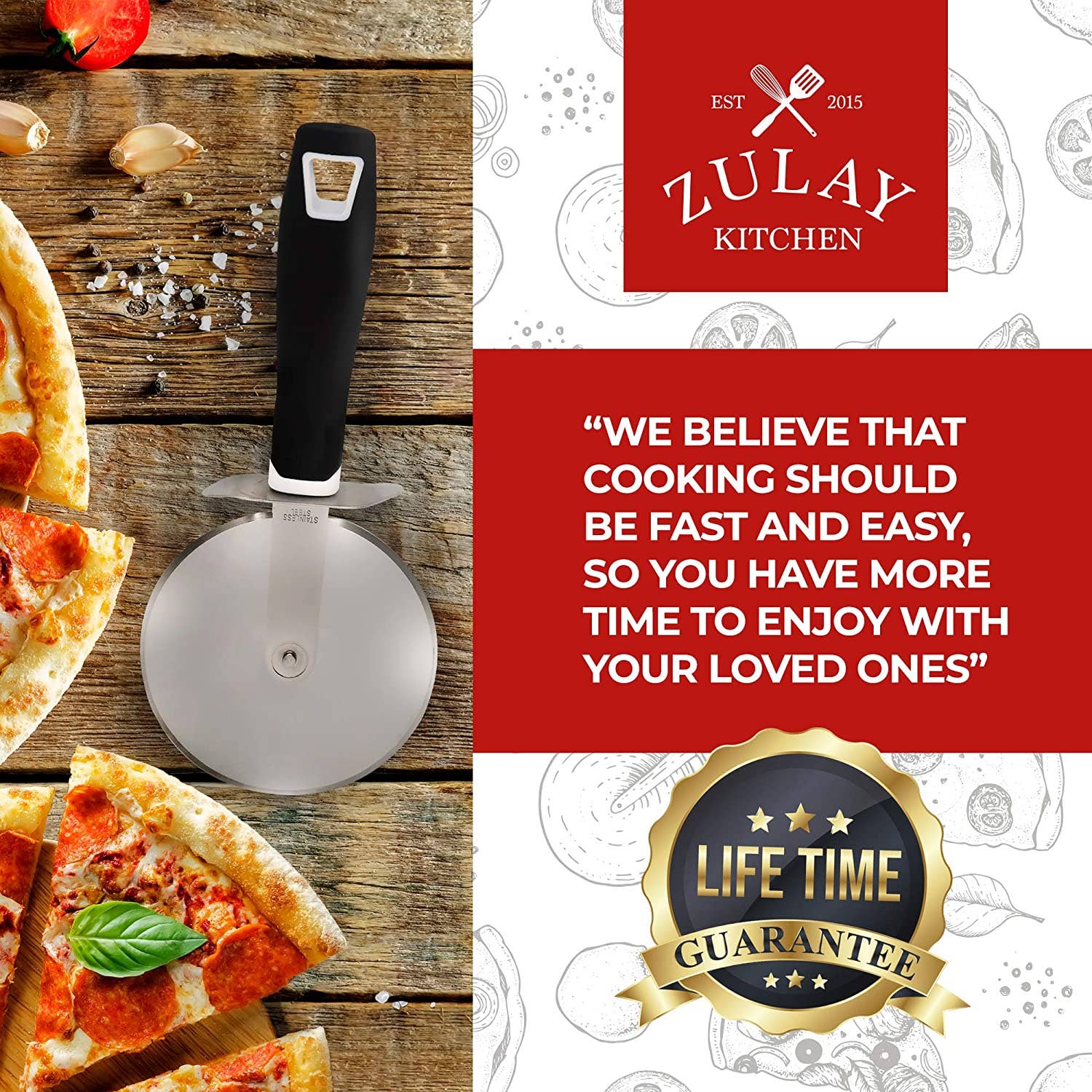 Zulay Kitchen – wholesale Pizzahjul – Pizzaskärare med hjul6