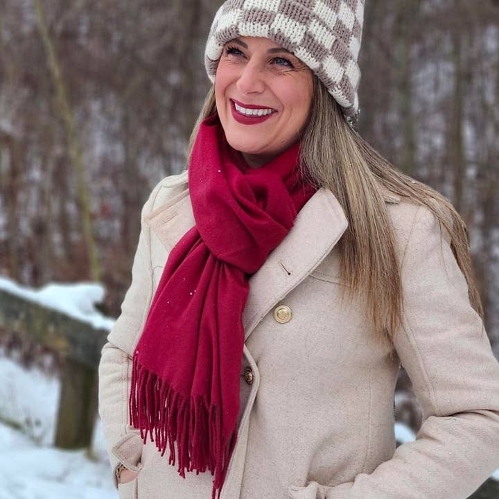 Italian Fringe Scarf - Merlot for wholesale by Headbands of Hope | One Purchased One Donated