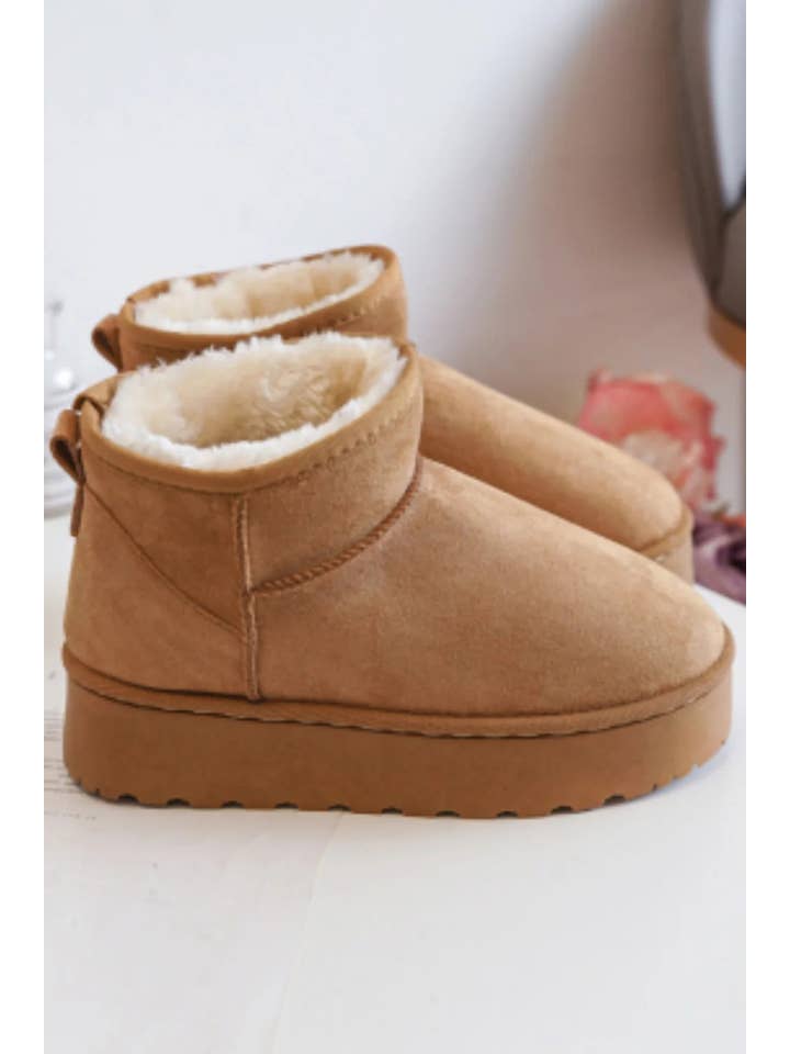CAMEL KIDS FAUX FUR FLUFFY CLASSIC ANKLE BOOTS IN 31-36 SIZES for wholesale on Faire