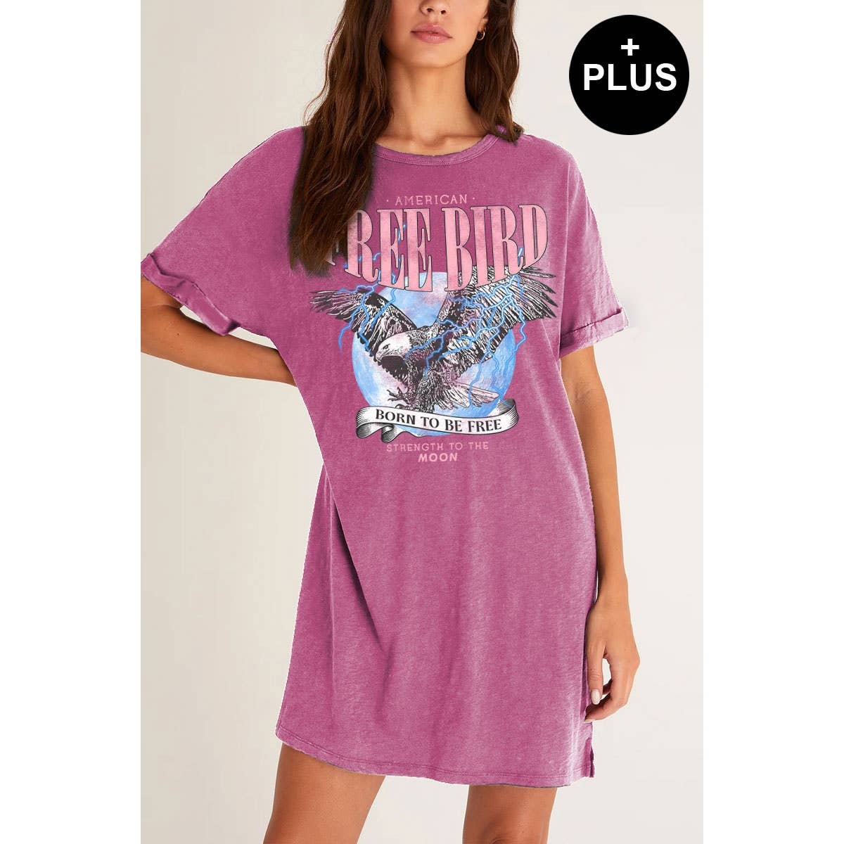 HRTandLUV - Wholesale Tunic - Women's - FREE BIRD EAGLE MINERAL GRAPHIC DRESS-PLUS1