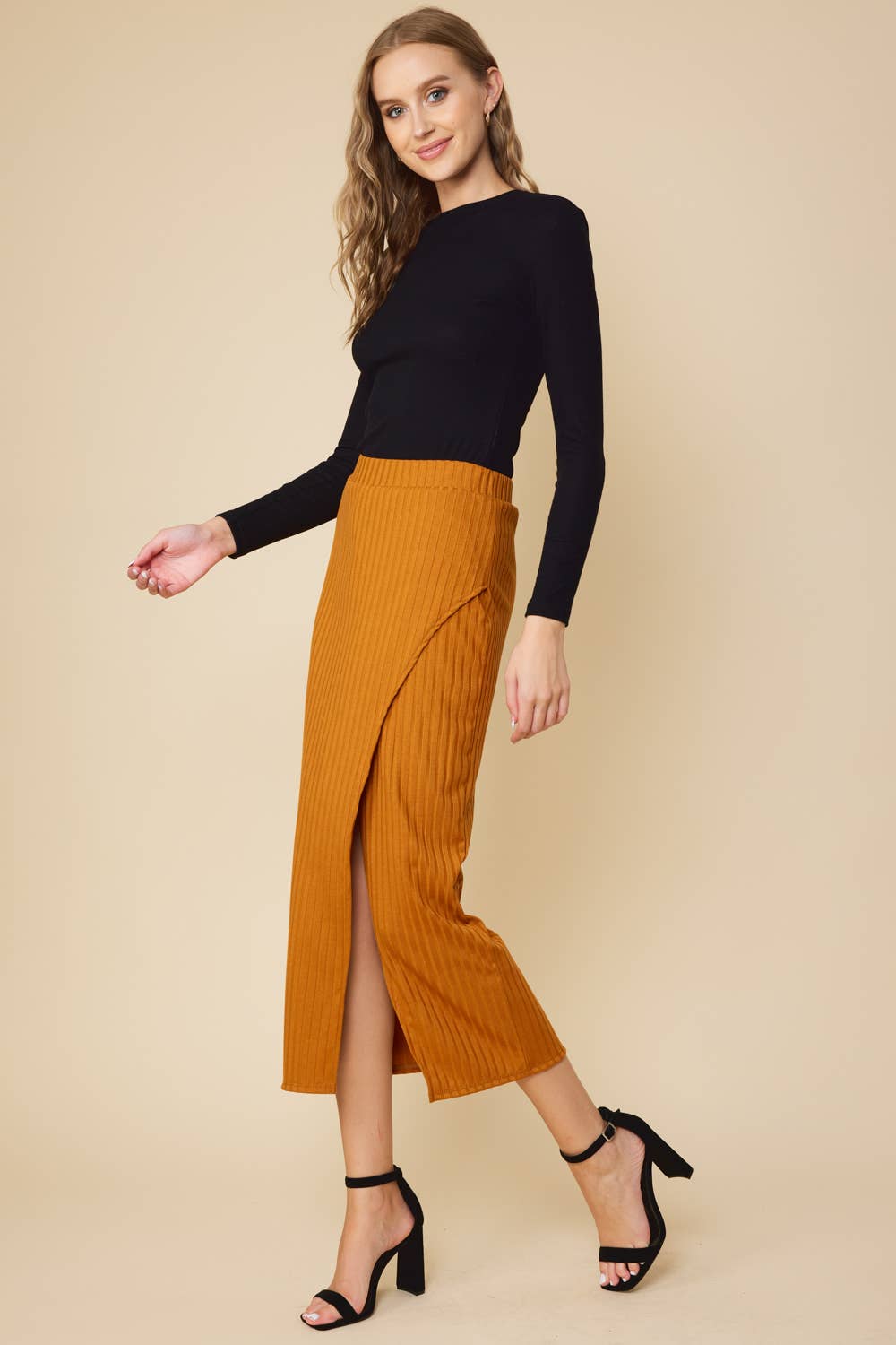 FSL Apparel - Wholesale Skirt - Women's - SS8032 - RIBBED WARP MIDI SEXY SKIRT12