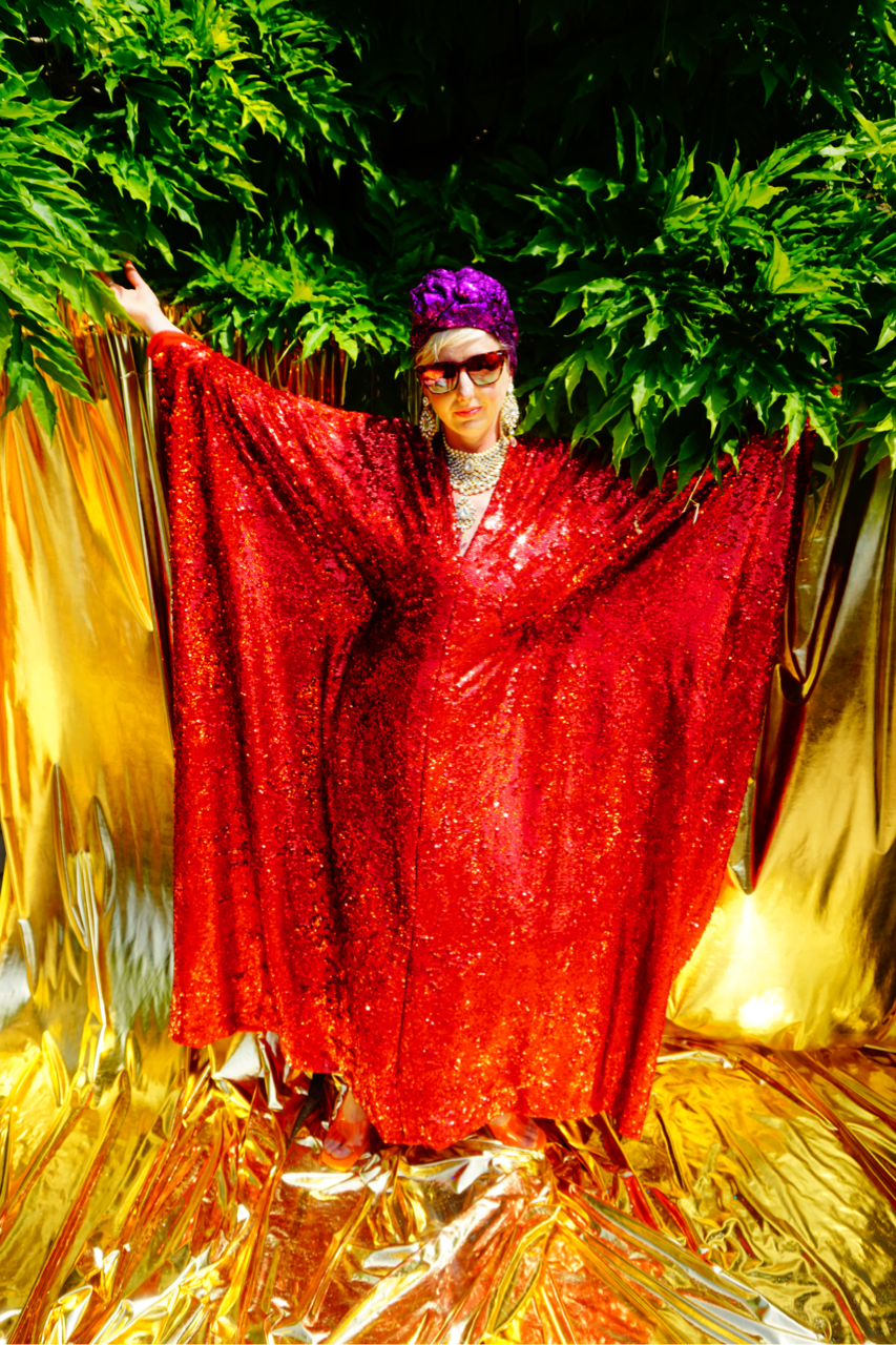 Fumbalinas – wholesale Kaftan – Women's – Red Holographic Sequin Maxi Kaftan Gown / Kimono Robe22