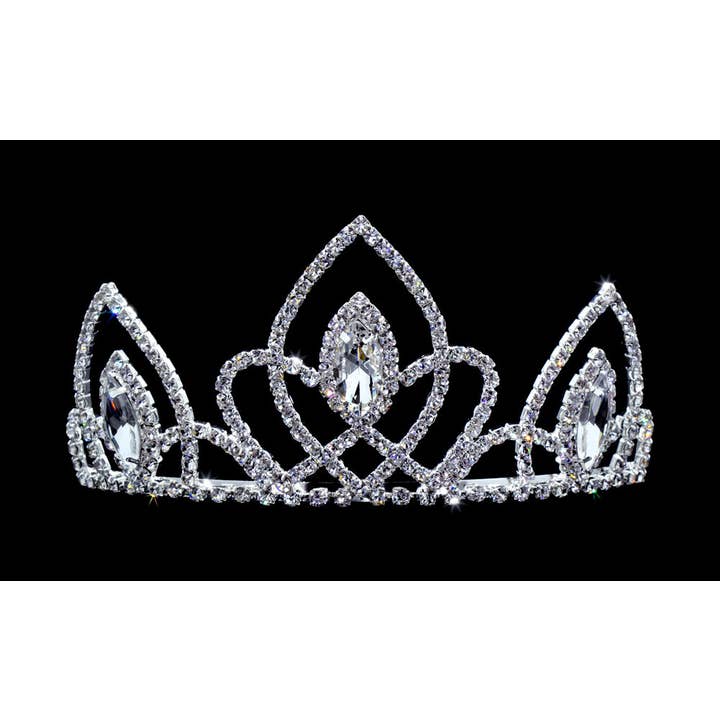 Bridal Store Jewelry - Wholesale Fashion Headband - Women's - #16651 - Vaulted Navette Tiara with Combs - 3"