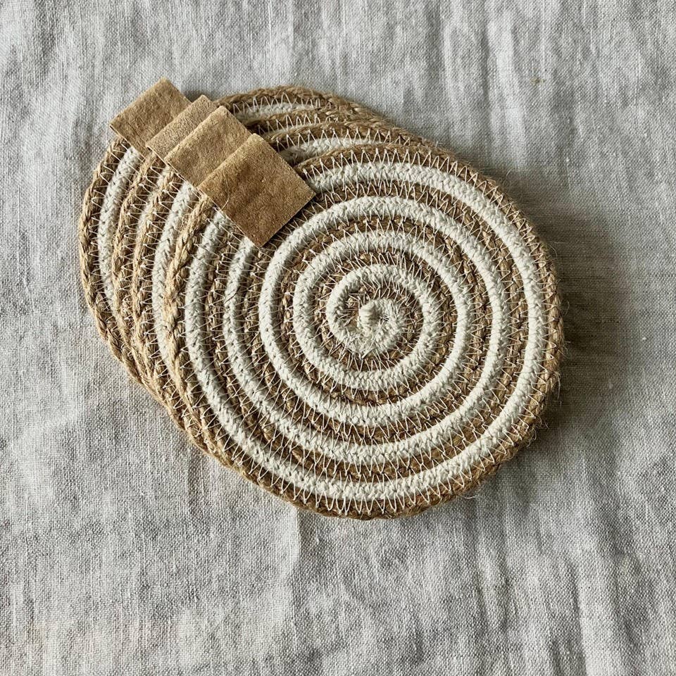 Artwork by Sandra Naufal - Wholesale Coasters - Striped Jute and Cotton Rope Coasters1