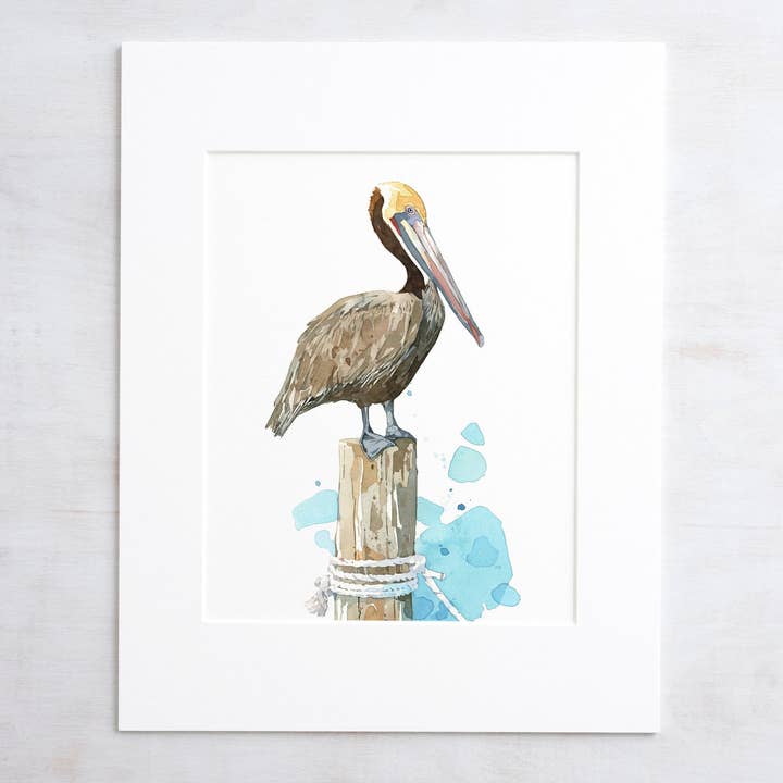 Studio Tuesday - Wholesale Art Print - Pelican Watercolor Art Print, Nautical Bird Painting