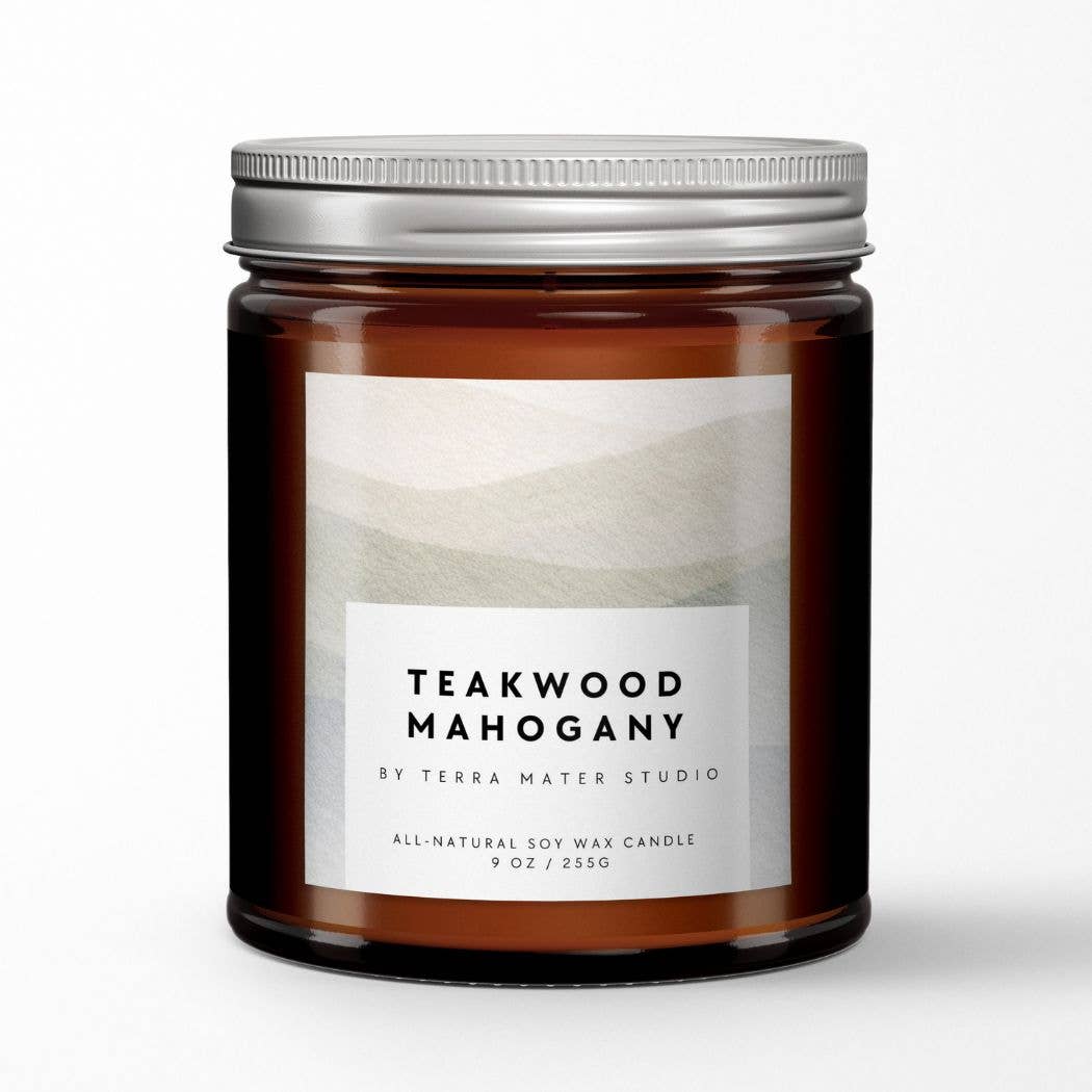 Terra Mater Studio LLC – wholesale Jar/filled candle – Teakwood Mahogany All-Natural Scented Candle1