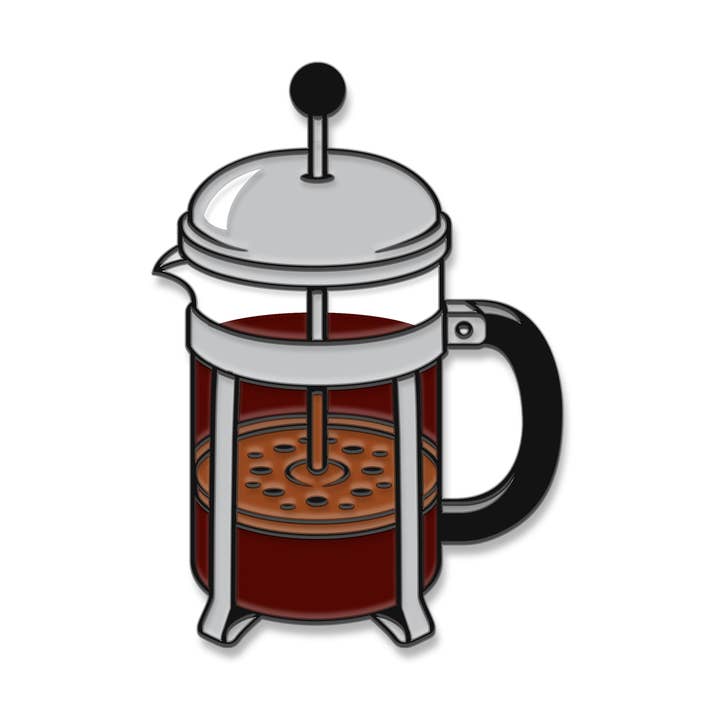 French Press Coffee Pin for wholesale by Mover & Shaker
