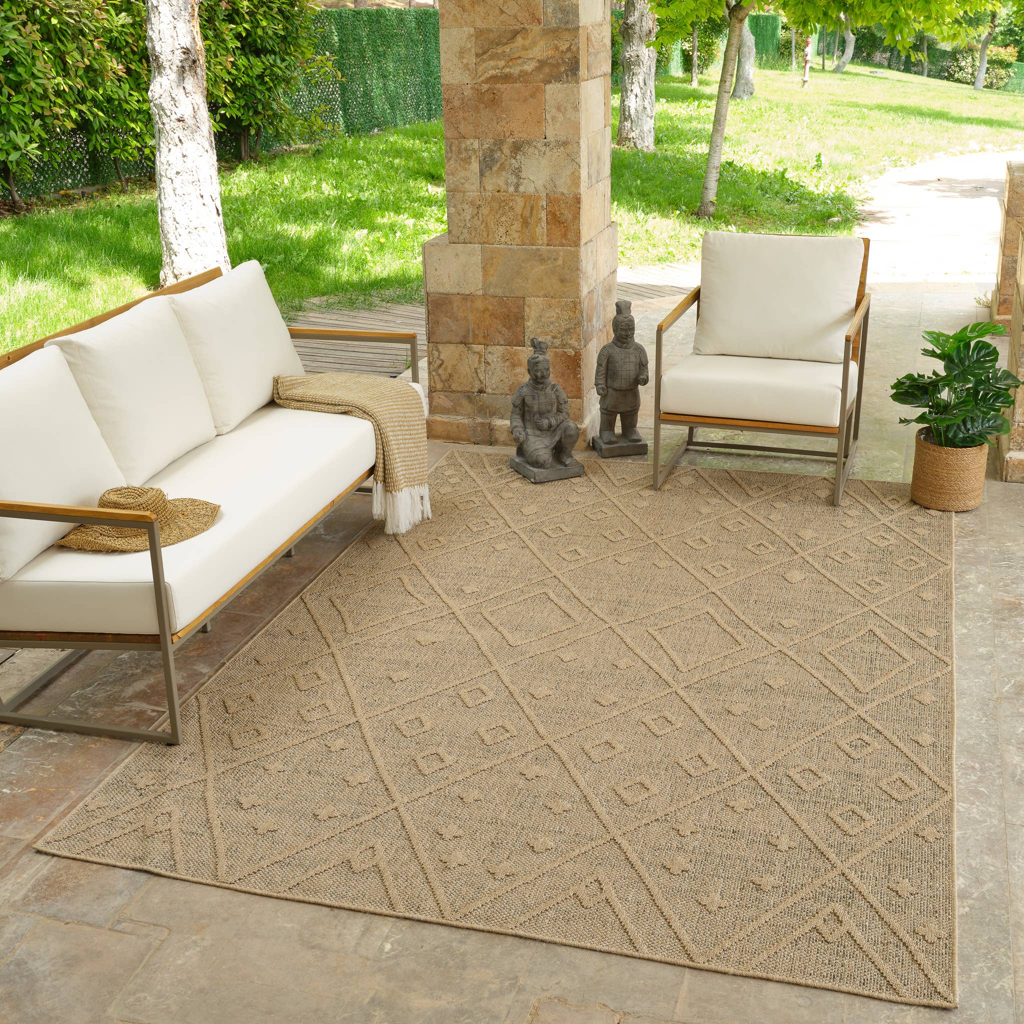 Abstract Boho Brown Beige Indoor Area Rug for wholesale on Faire7