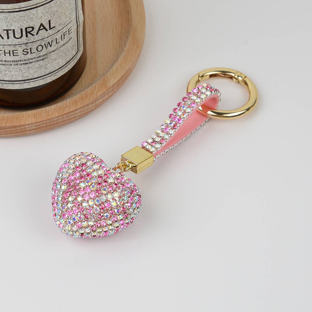 SoapElenGlen – wholesale Keychain – Women's – Rhinestone Heart Keychain, Bag Charm Car Ornament4