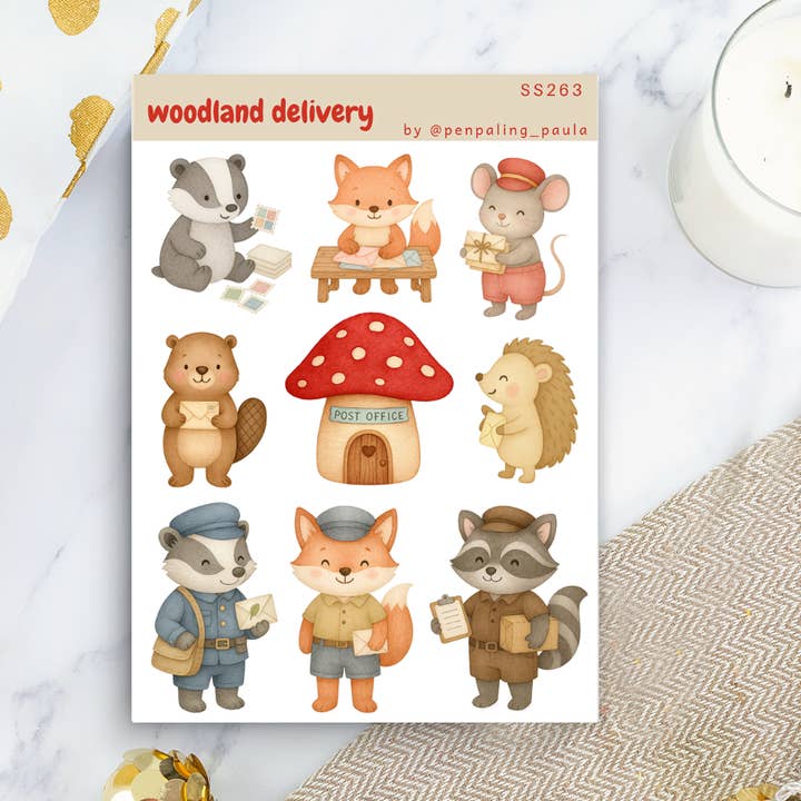 Woodland Delivery - Sticker Sheet for wholesale by Penpaling Paula