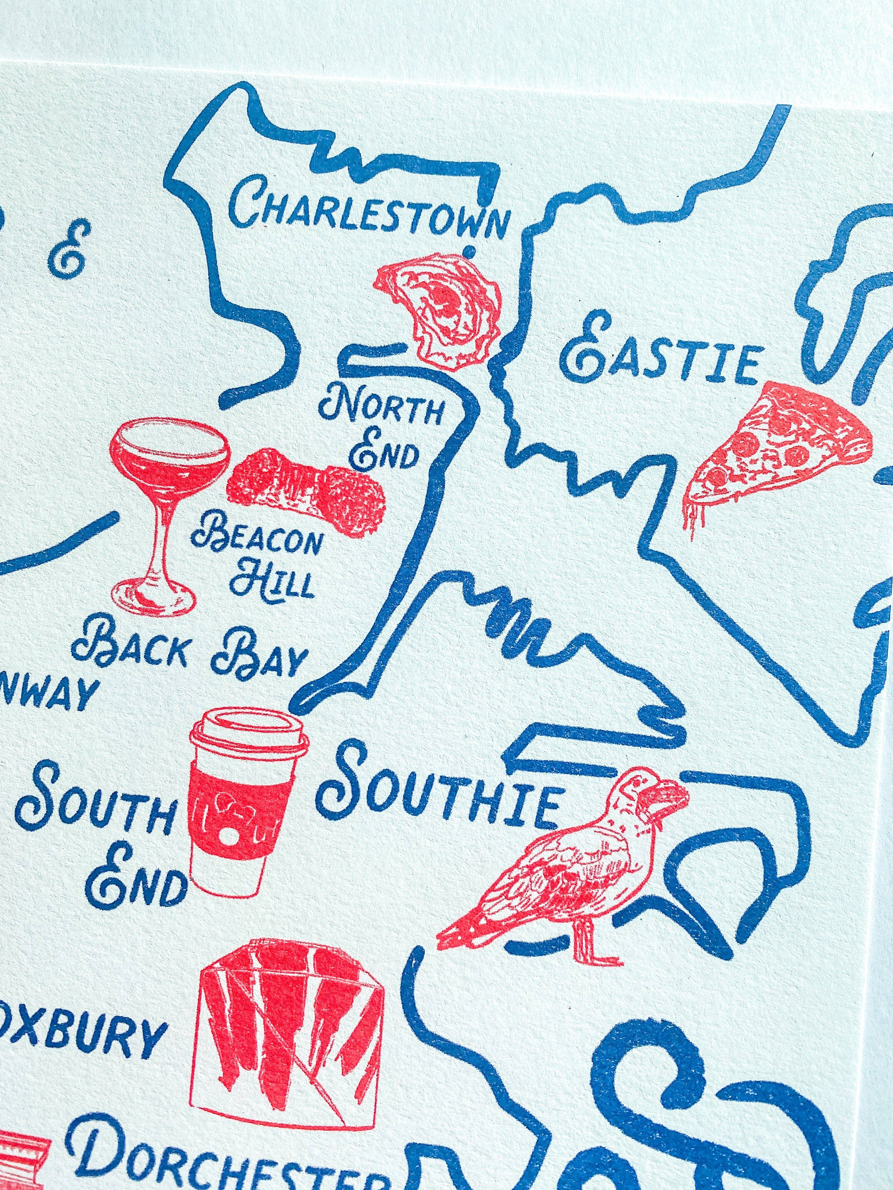 Maker / Scholar - Wholesale Art Print - "Beantown's Best" - Boston Illustrated Map Print2