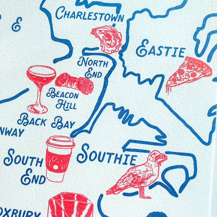 Maker / Scholar - Wholesale Art Print - "Beantown's Best" - Boston Illustrated Map Print2