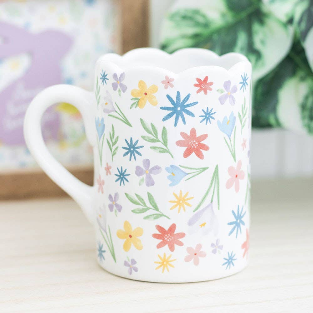 Something Different Wholesale - Wholesale Coffee Mug - Spring Floral Print Scalloped Mug0