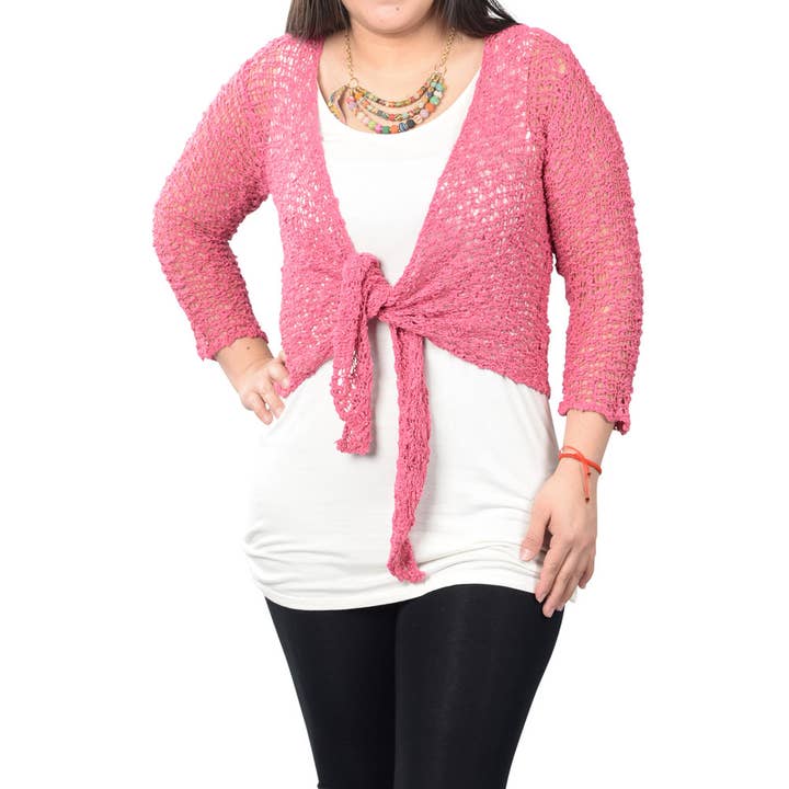 TIE FRONT SHRUG for wholesale by Clea Ray Canvas Bags & Clothing