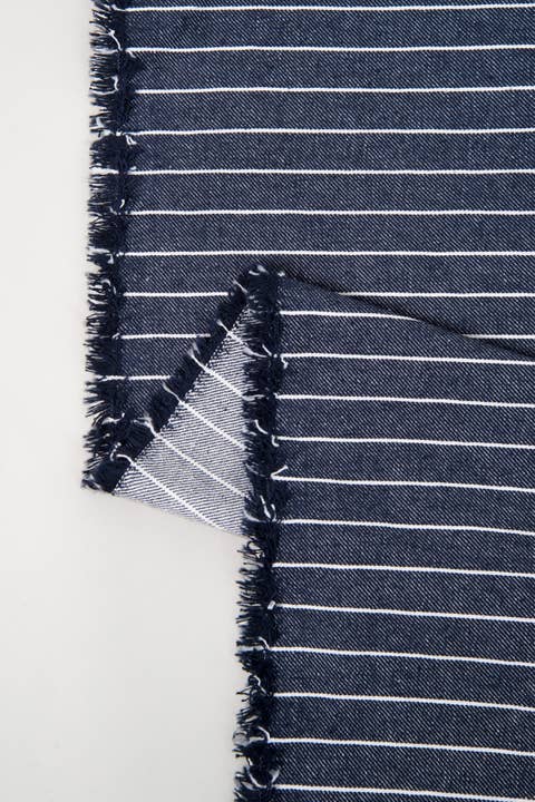 Atelier Brunette - Fabrics & Sewing Patterns Shop - Wholesale Fabric - Fabric "Denim Wide Stripes Mid Blue"3