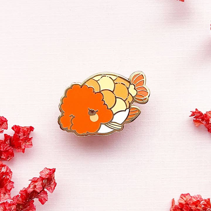 Alum and Ink - Wholesale Lapel Pin/Button - Ranchu Goldfish Enamel Pin5