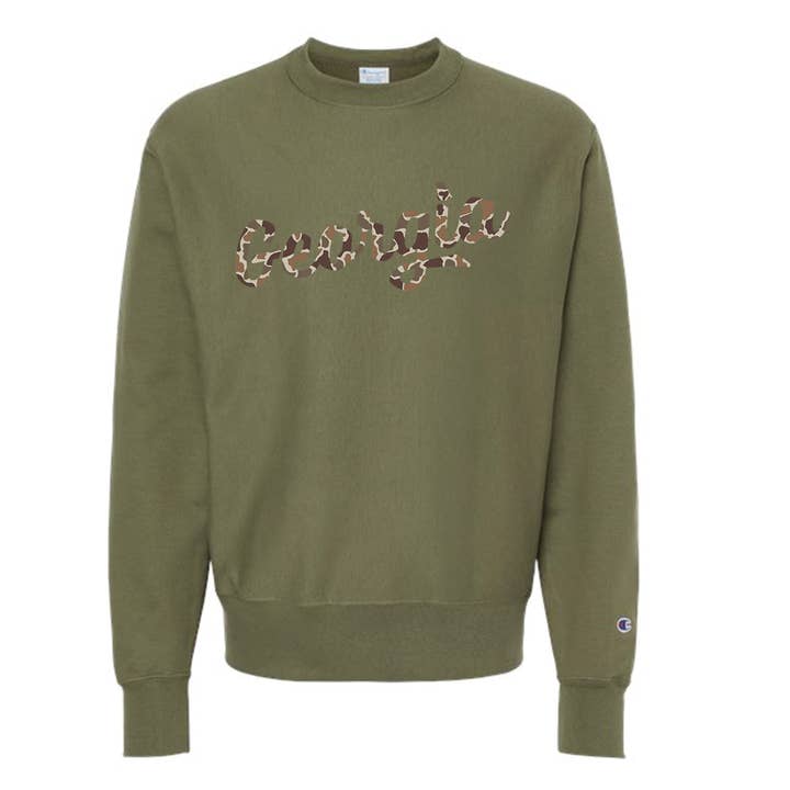Camo Script Sweatshirt for wholesale by Peach State Pride
