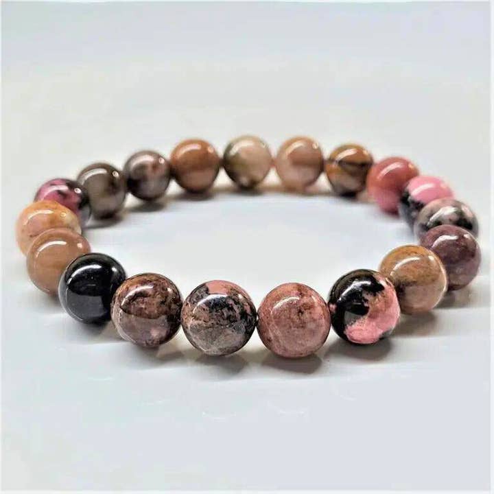Rhodonite Beaded Bracelets 10mm for wholesale by The Healing Sanctuary