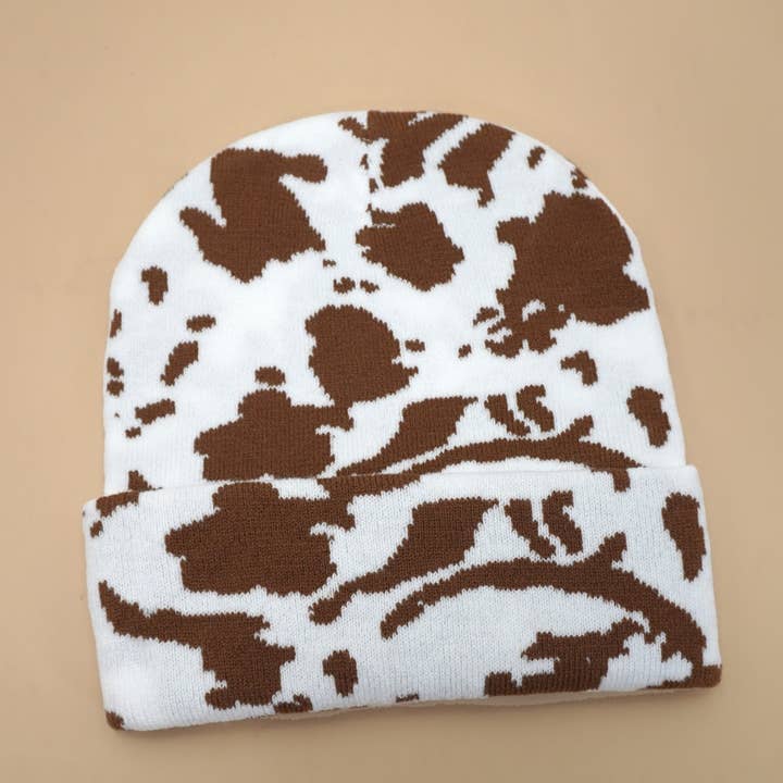 JOSSLYN by wall to wall - Wholesale Beanie - Women's - SOFT RIBBED KNIT ANIMAL LEOPARD COW BEANIES HAT | 40BN9184