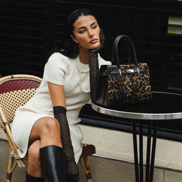 Voemièn - Wholesale Top Handle Bag - Women's - Grace Limited Edition Bag in Leopard Calf Hair Leather7