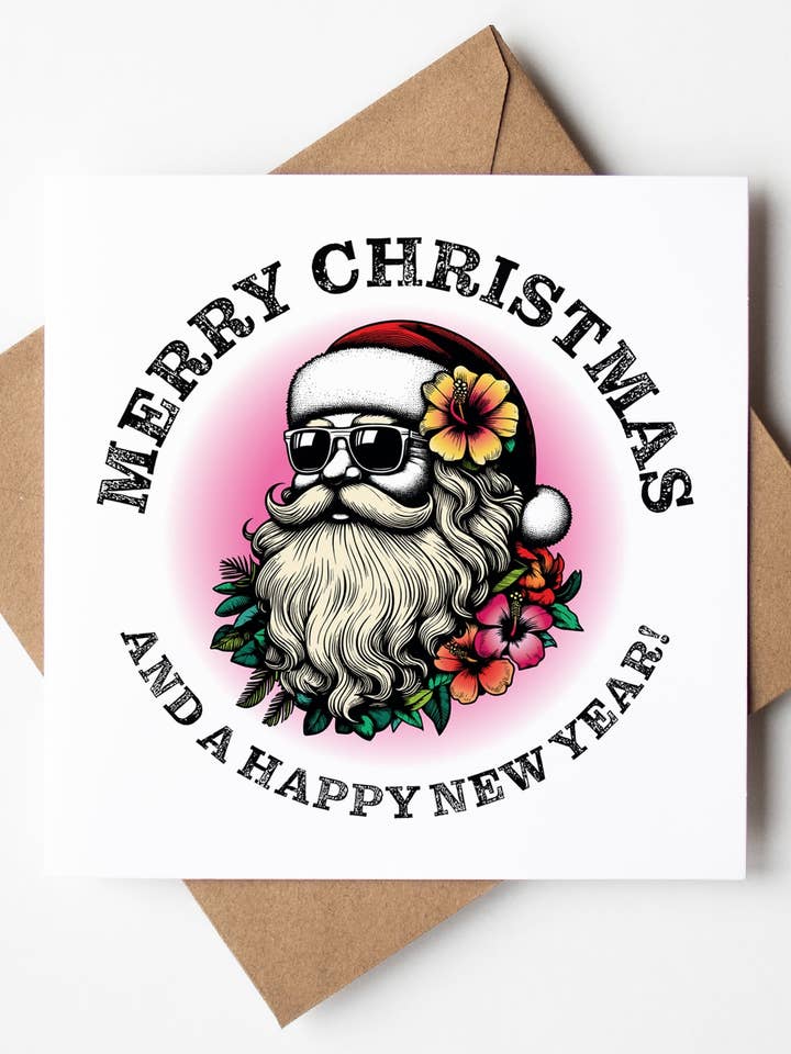 Sonnenbrillen-Weihnachtsmanns Frohe Weihnachten und ein Gutes Neues Jahr Karte (Packung mit 6) für den Großhandel von Sweary Card Lady