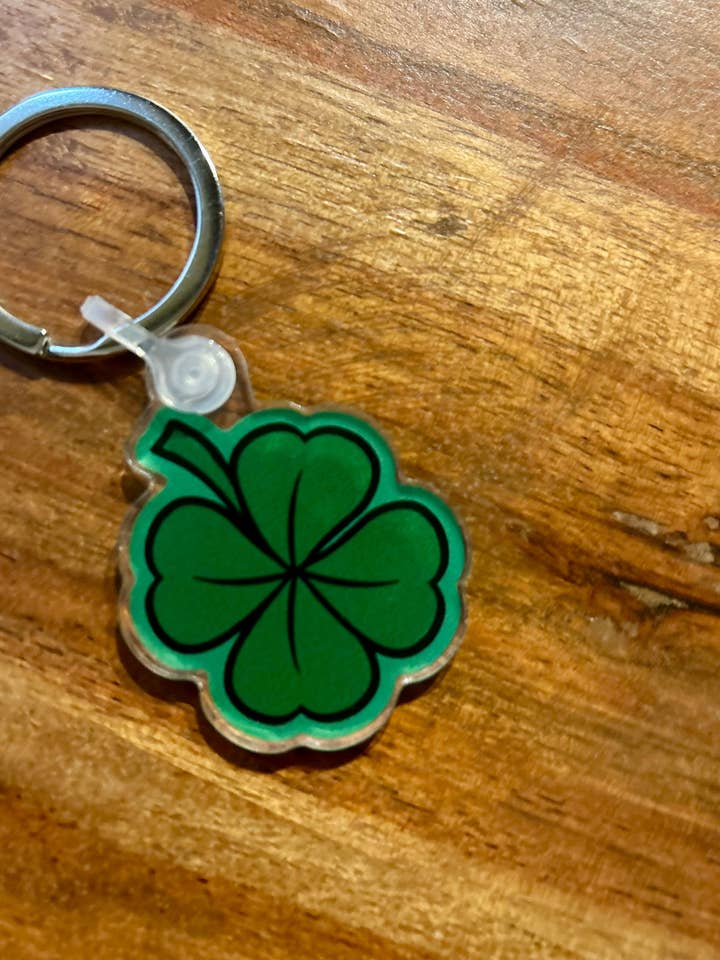 Lucky clover keychain for wholesale by Axle Rose Co