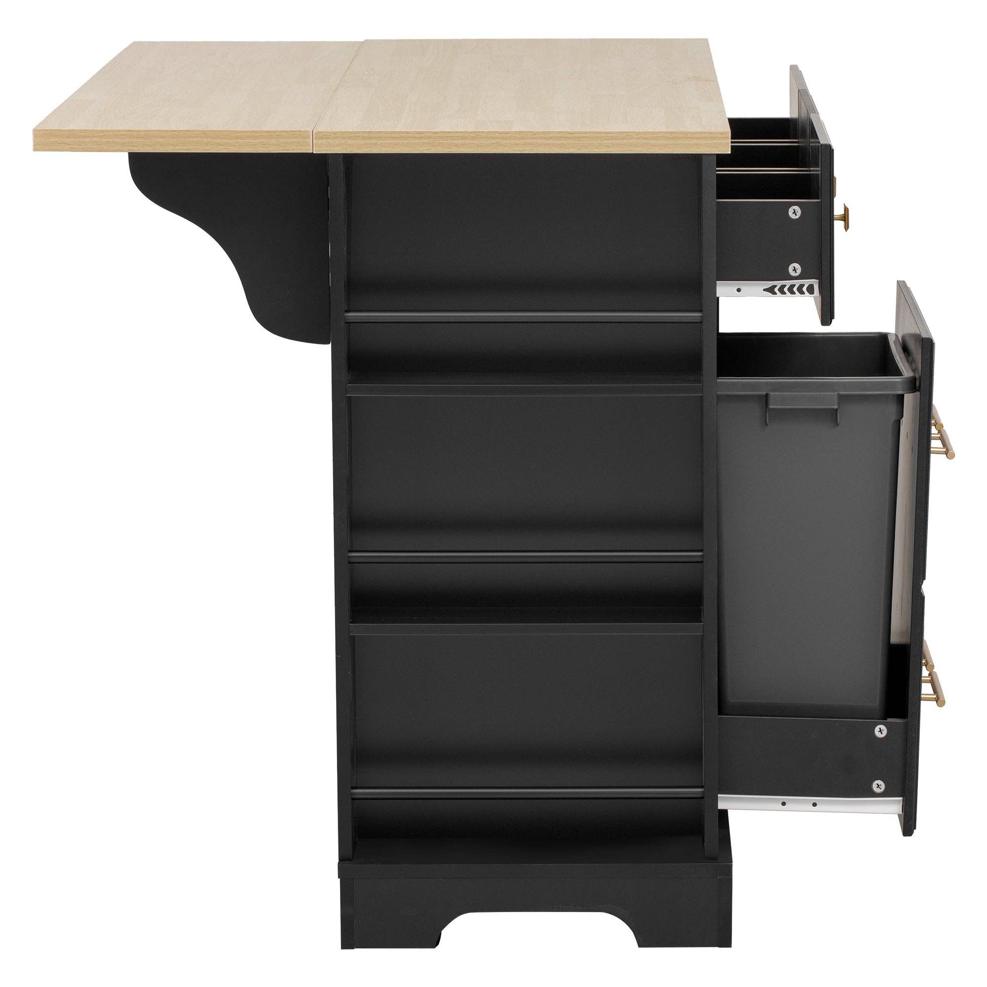 39F Inc. - Wholesale Kitchen Storage/Organizer - 51.2" Farmhouse Kitchen Island with 6 Drawers & Drop Leaf31