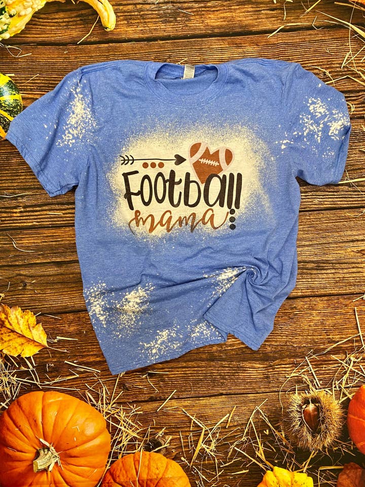 Football Mama Bleach Tee | Bleach Shirt voor wholesale door Cute As A Rustic Button