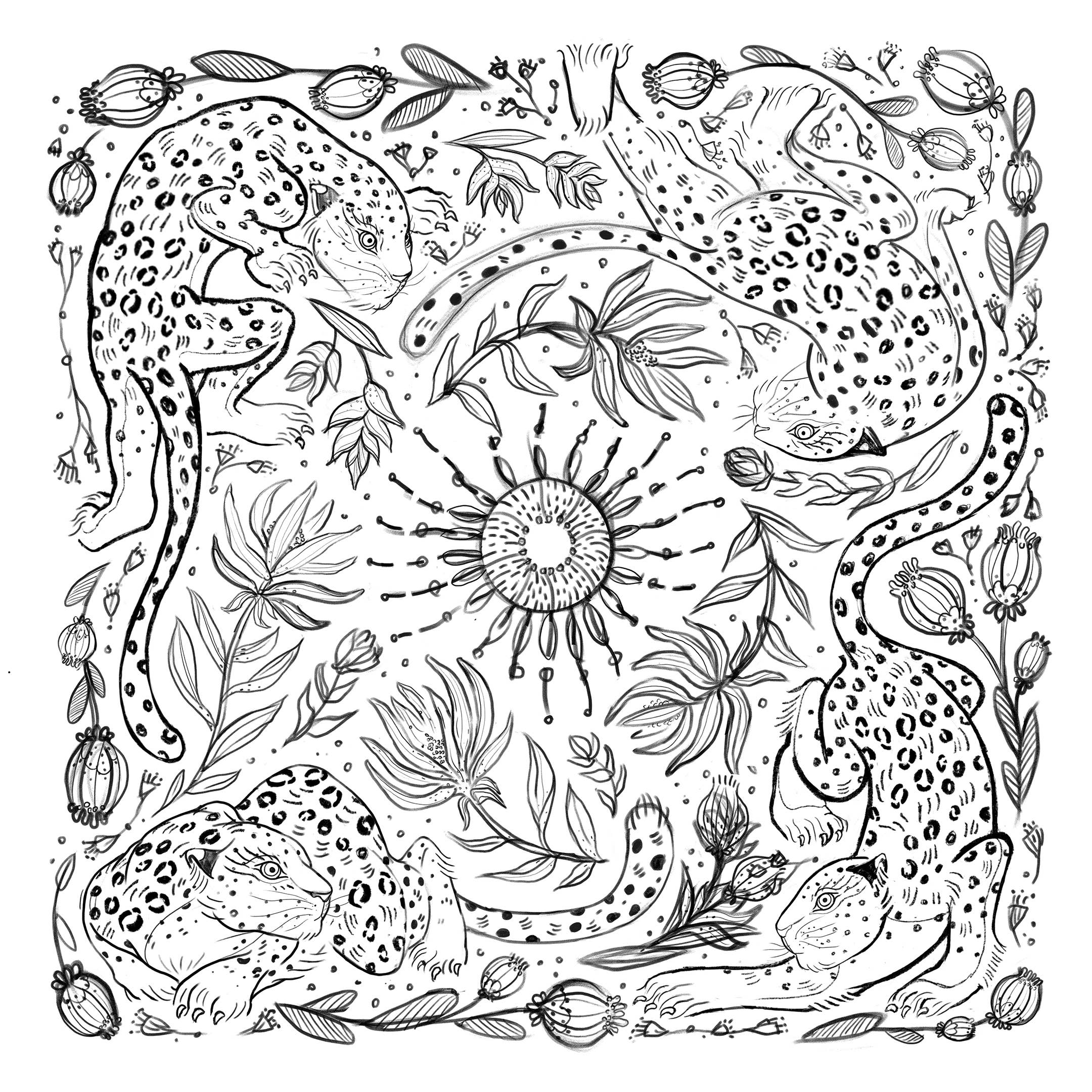 sol&mar art co. - Wholesale Bandana - Unisex - Leopard, and the Sun Bandana Scarf (Off-White/ Redesigned)9