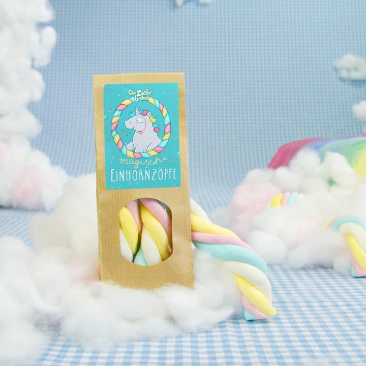 Der Zuckerbäcker - Venta al por mayor Nubes de golosina - Bolsa de la suerte mini trenzas de unicornio espirales de malvavisco coloridas1