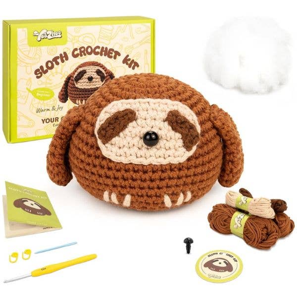 Crochet Creations - #SLOTH - Full Crochet Kit - Yarn, Needle for wholesale by St. Louis Wholesale LLC