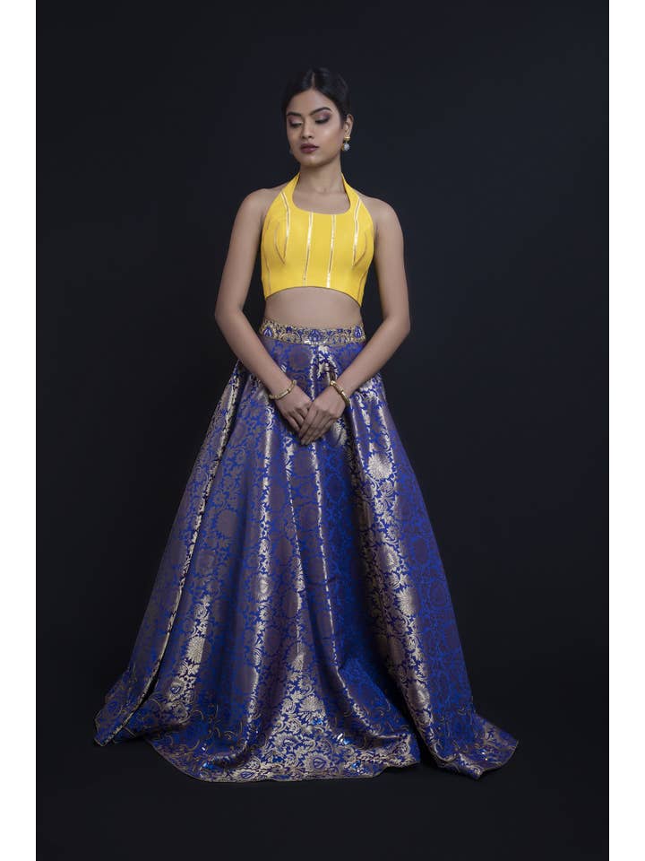 Mehr by Pretty - Wholesale Top & skirt set – Women's - Incut Blouse with a Brocade Skirt3