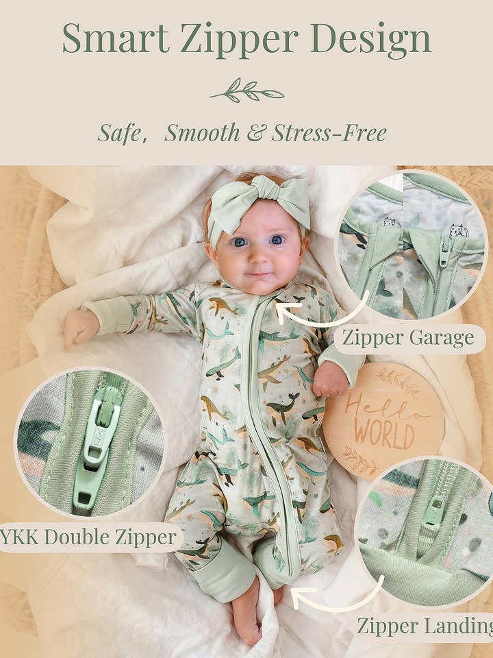 Miaoberry - Wholesale Sleepsuit - Baby - Miaoberry Boho Whales Baby Bamboo Convertible Sleeper1