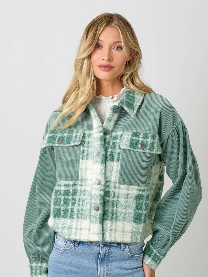 Mystree - Wholesale Shirt Jacket/Shacket - Women's - 60847 Mixed Media Shacket