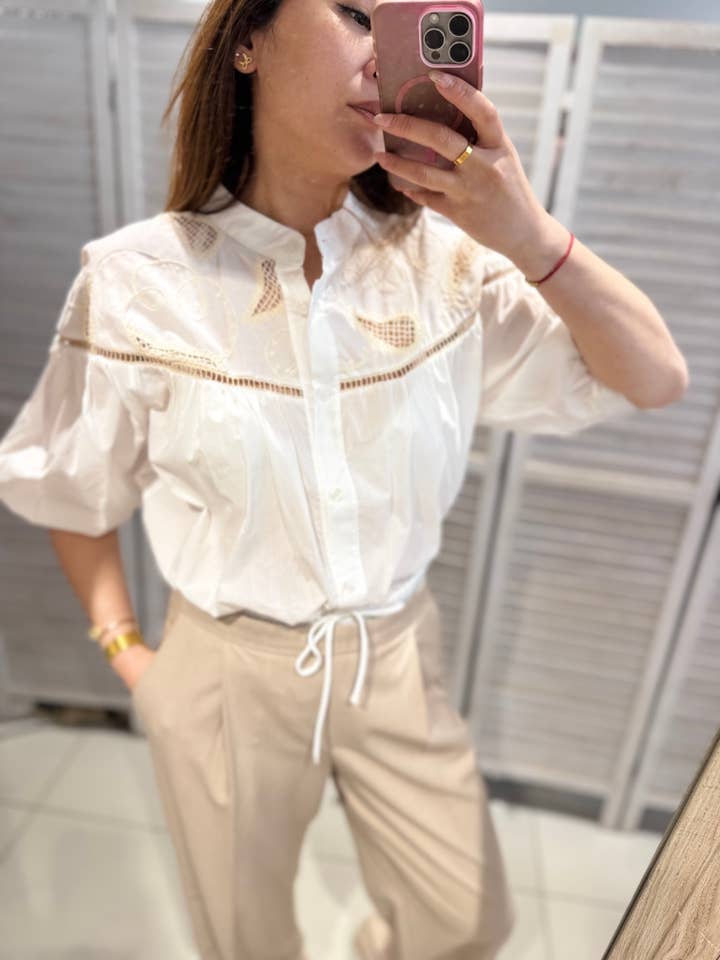 Puff sleeve blouse for wholesale by VICTORIA&ISAAC