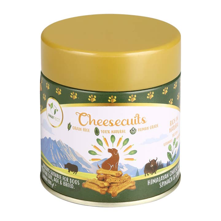 Pawfect Cheesecuits | Cheese biscuits with Carrots, Spinach & Eggs for dogs | All-natural high-protein dog treats | Grain-free, hypoallergenic & rich in antioxidants (100g (3.53oz) for wholesale by Pawfect Foods
