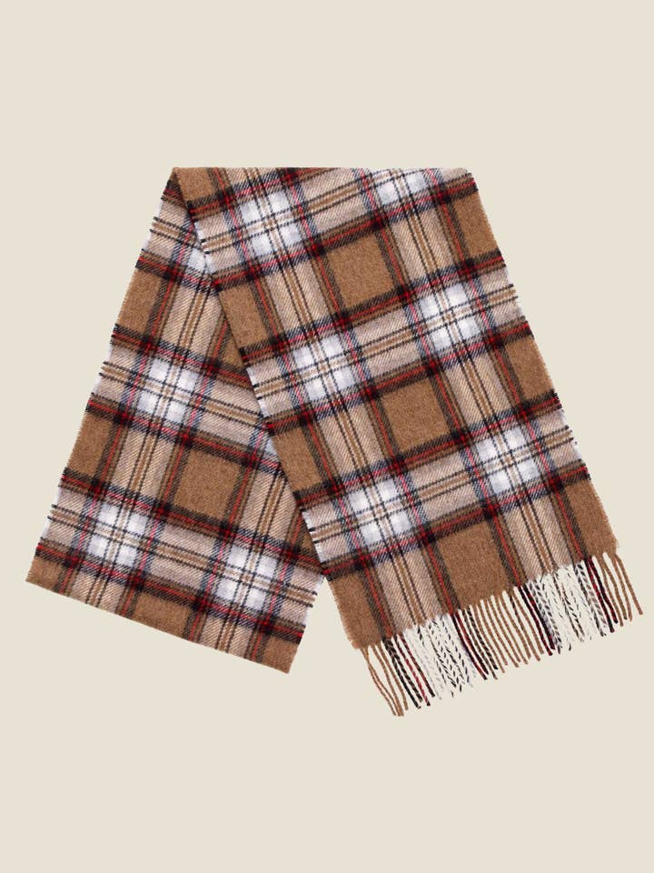 Camel Stewart Tartan Scarf for wholesale by Bronte by Moon