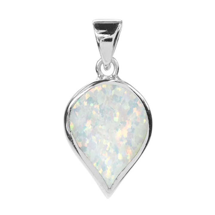 Diana white opalique teardrop pendant for wholesale by Kali Ma Designs - Sterling Silver Jewellery