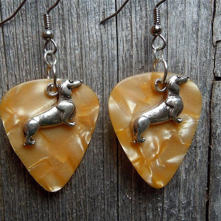 Simply Raevyn - Wholesale Dangle Earrings - Dachshund Charm Guitar Pick Earrings28