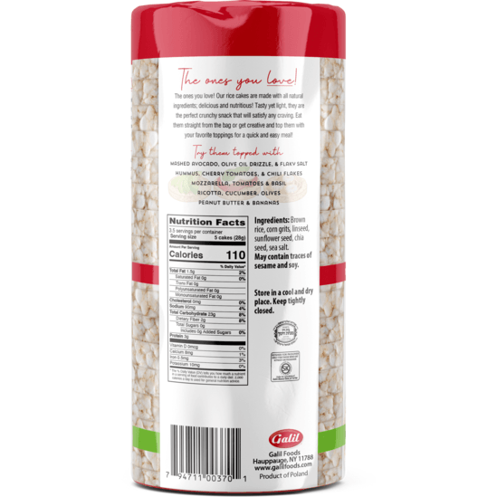 Galil Brands – Engroshandel Kiks – Tynde multikorn-risekager | Runde | Chia og salt | 100 g (3,5 oz)1