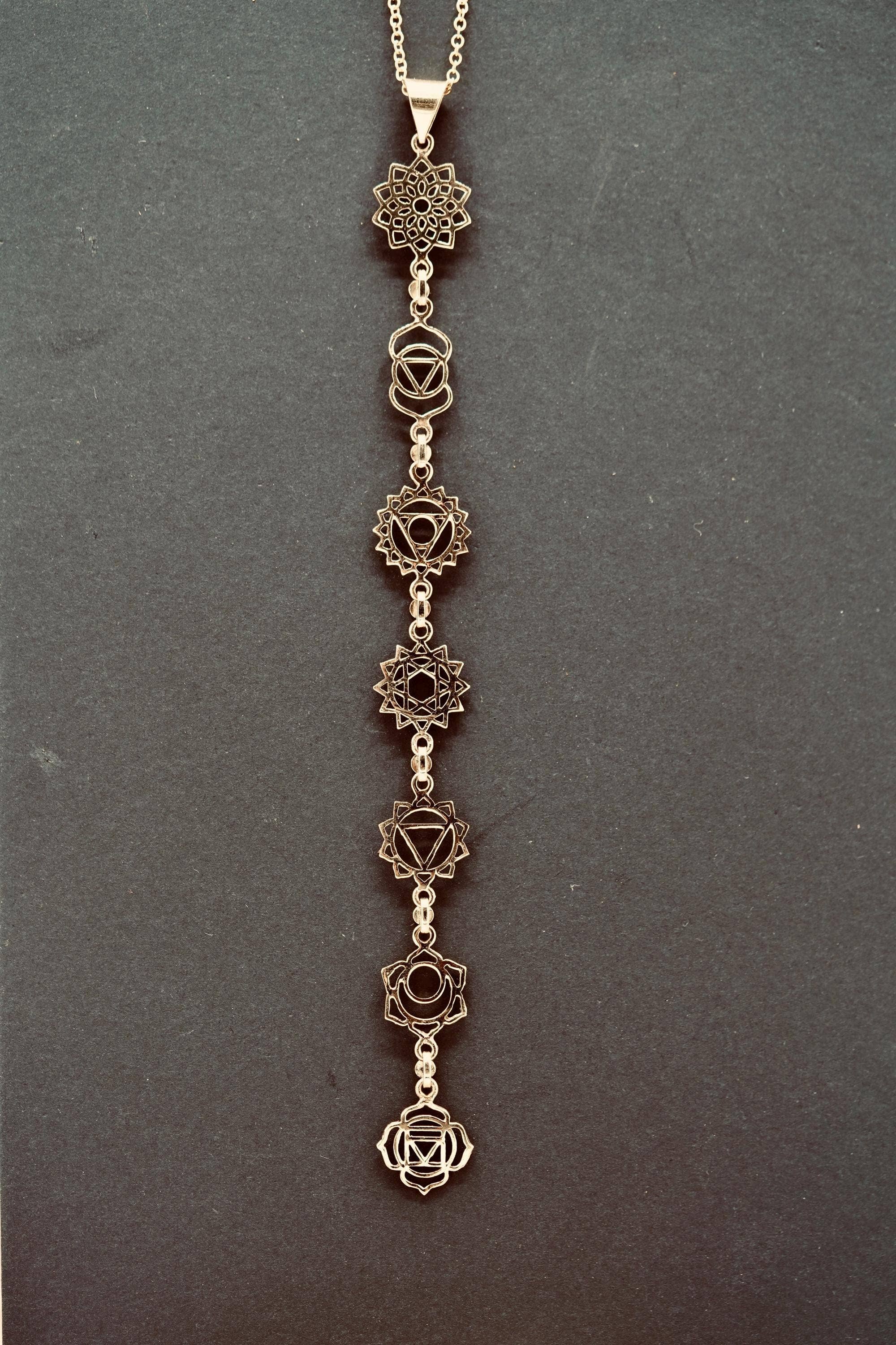 Kaali Boutique – wholesale Pendant/charm necklace – Gold Seven 7 Chakras Necklace / Gift Box / Gift For Her / Hypoallergenic / Yoga / / Boho / Hippie / Rustic / Ethnic12