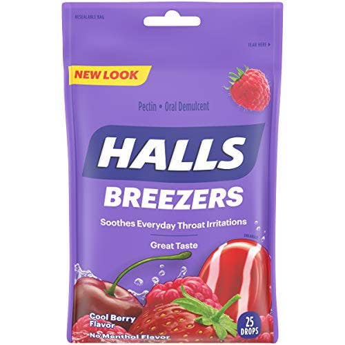 Shop The King - Wholesale Lozenges/Cough Drops - HALLS Breezers Throat Drops Cool Berry 25 Drops Per Bag