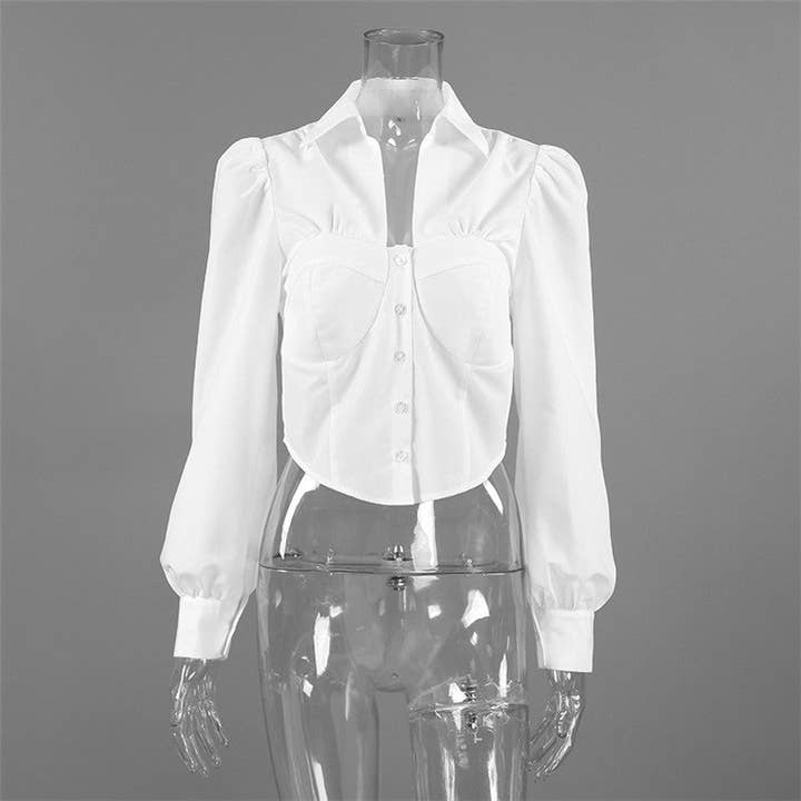 Sheer Trend - Wholesale Button Down Shirt - Women's - Solid Color Poplin Shirt4